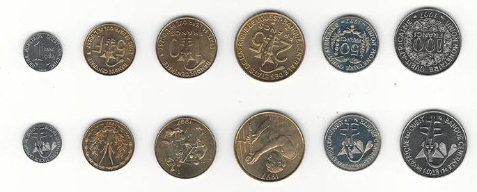 West African States 6 Coins 1984-1997